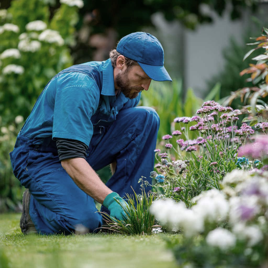 A_gardener_working_in_a_garden